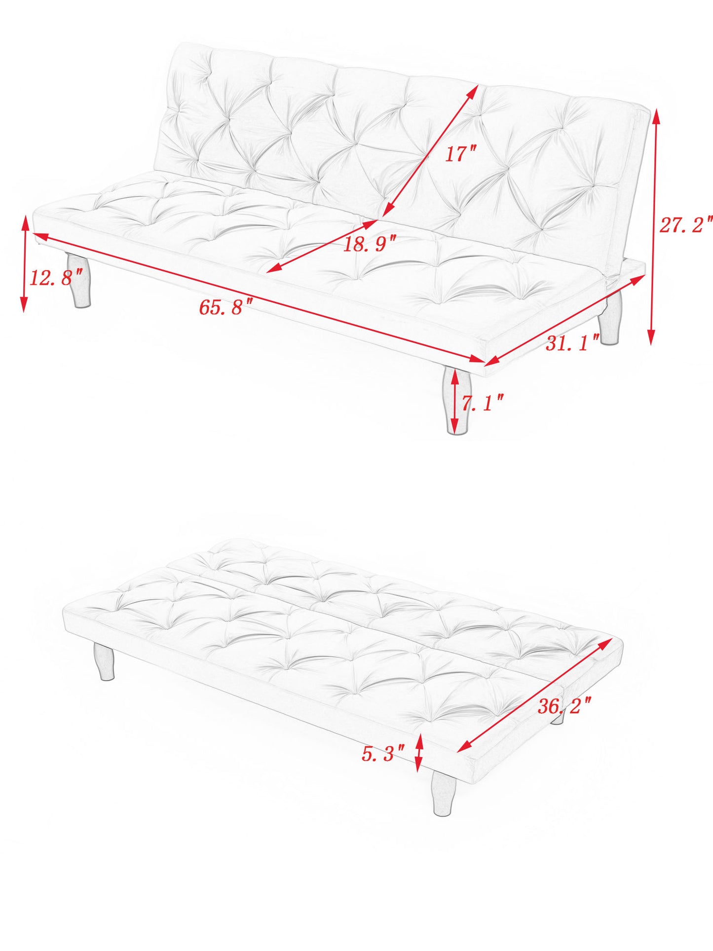 66" pink velvet sofa bed