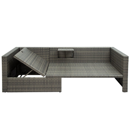 5-Piece Patio Wicker Sofa Set Cushions; Ottomans and Lift Top Coffee Table included