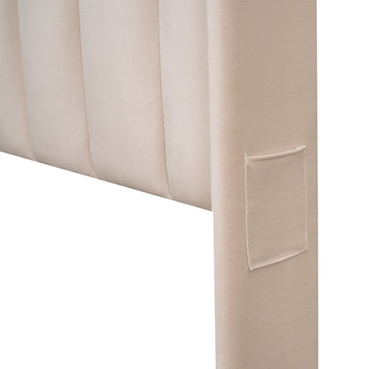 Velvet Upholstered Platform Bed with a Big Drawer