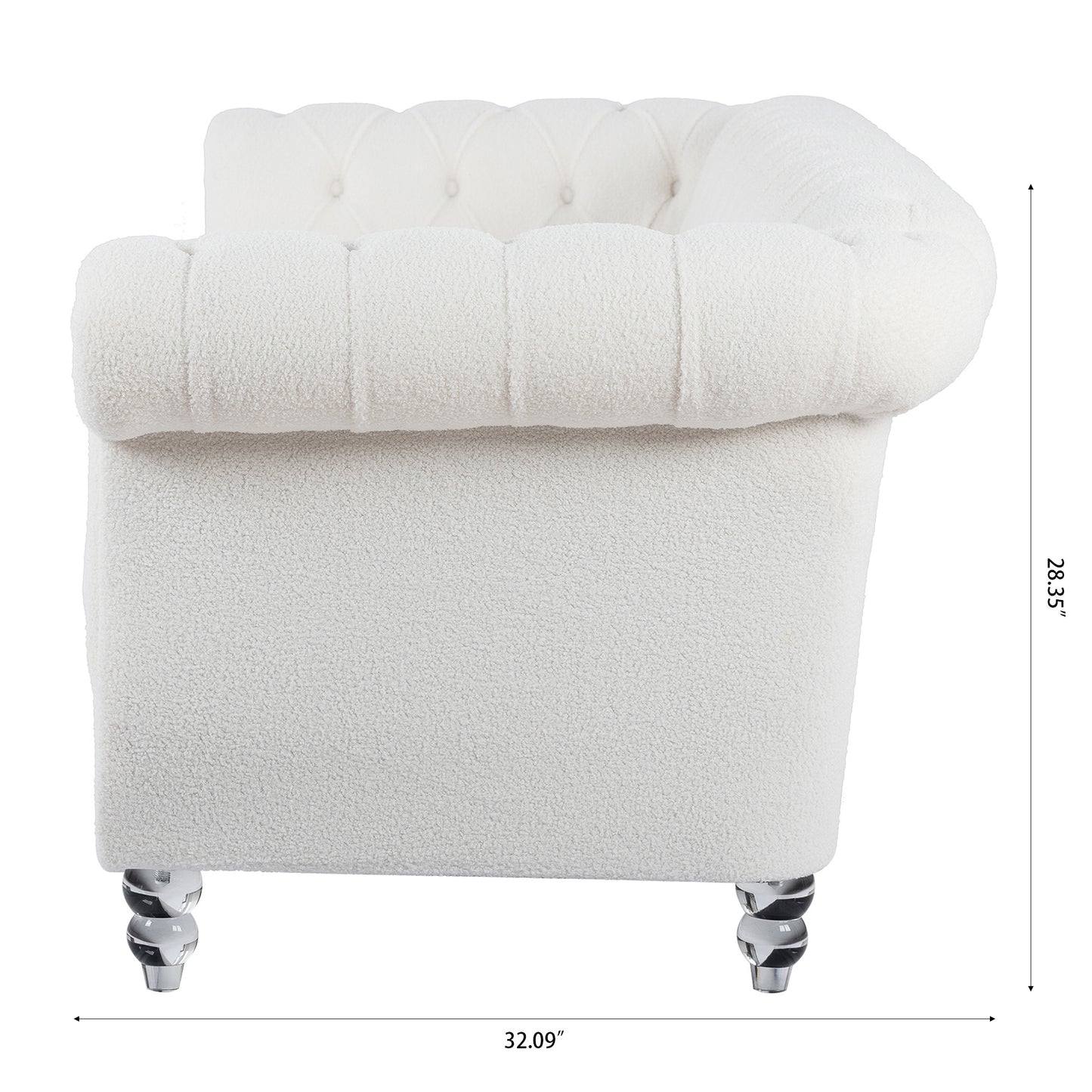 84.65" rolled arm chesterfield 3 seater sofa