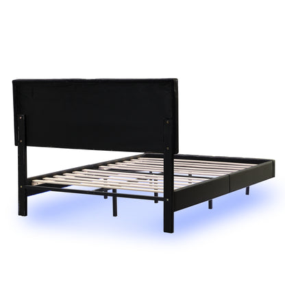 Floating Bed Frame with LED Lights and USB Charging #3