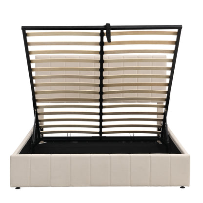 Queen size Upholstered Platform bed with a Hydraulic Storage System - Gray Queen size Upholstered Platform bed with a Hydraulic Storage System - Gray Queen size Upholstered Platform bed with a Hydrau