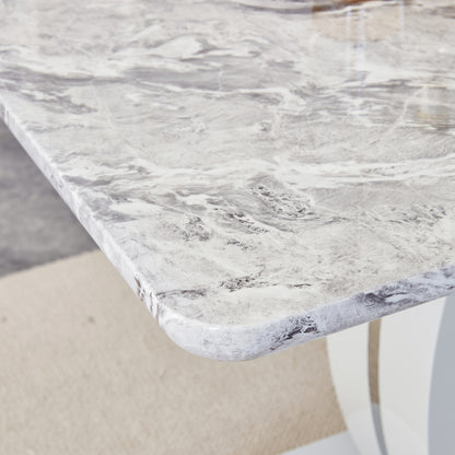 Luxurious Marble Grain Dining Table, Grey