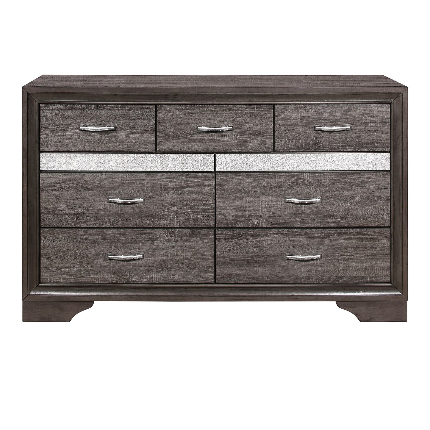 unique style bedroom 1pc dresser of drawers hidden drawers gray and sliver glitter wooden furniture