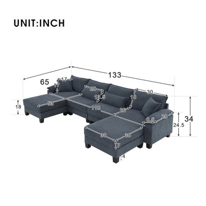 Emily U Shaped Couch with Armrest Bags