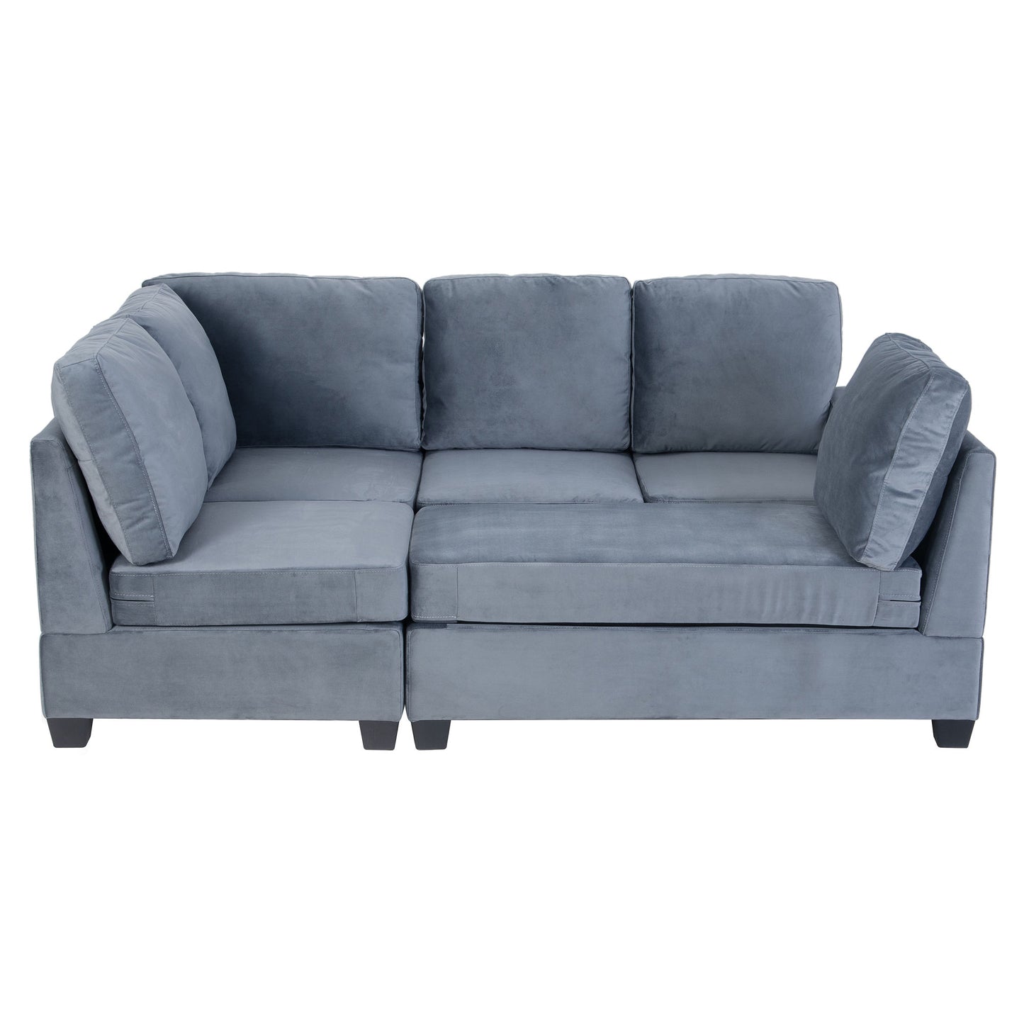 modern l shape sectional sofa with usb charging port, grey