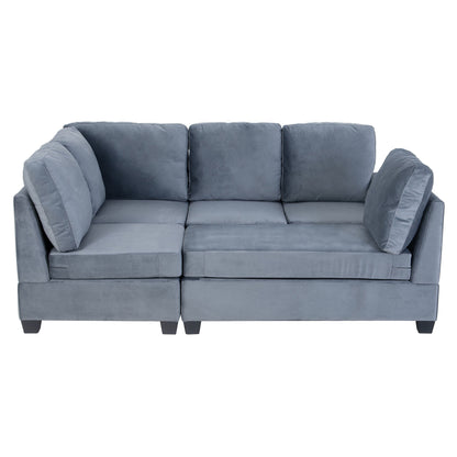 Modern L shape Sectional Sofa With USB Charging Port, Grey