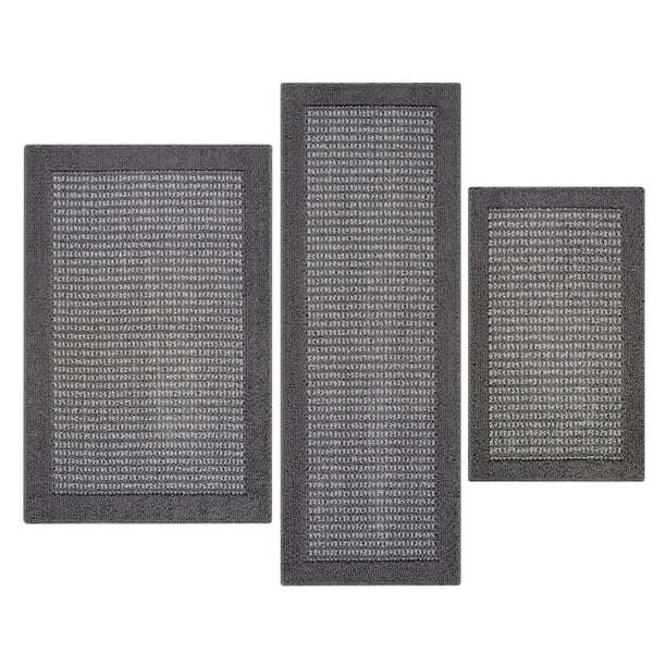 machine washable faux sisal gray indoor accent rug set, 3-piece set