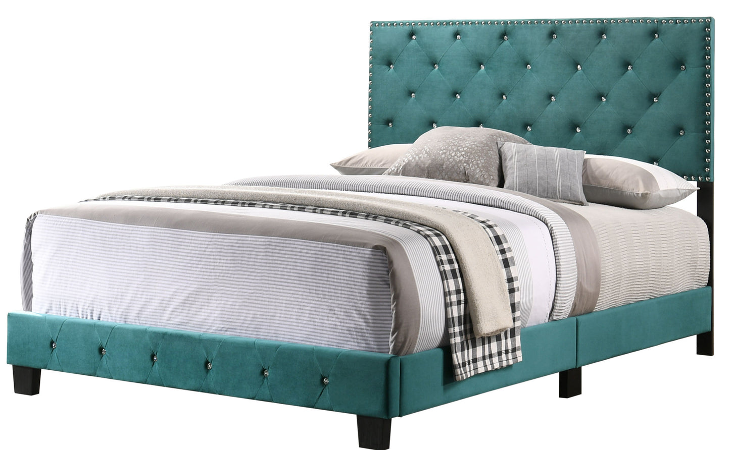suffolk upholstered  bed,green