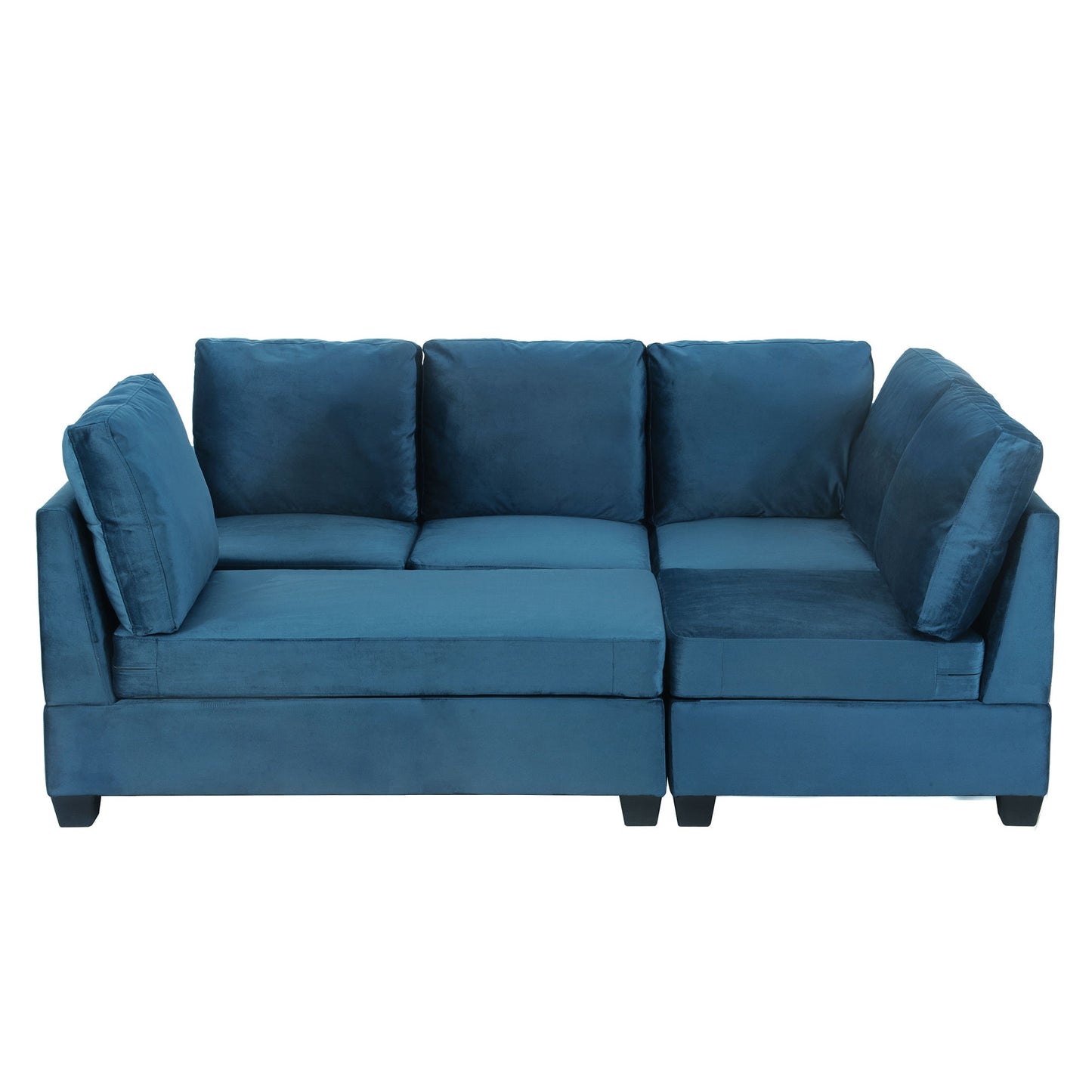 modern l shape sectional sofa with usb charging port, navy