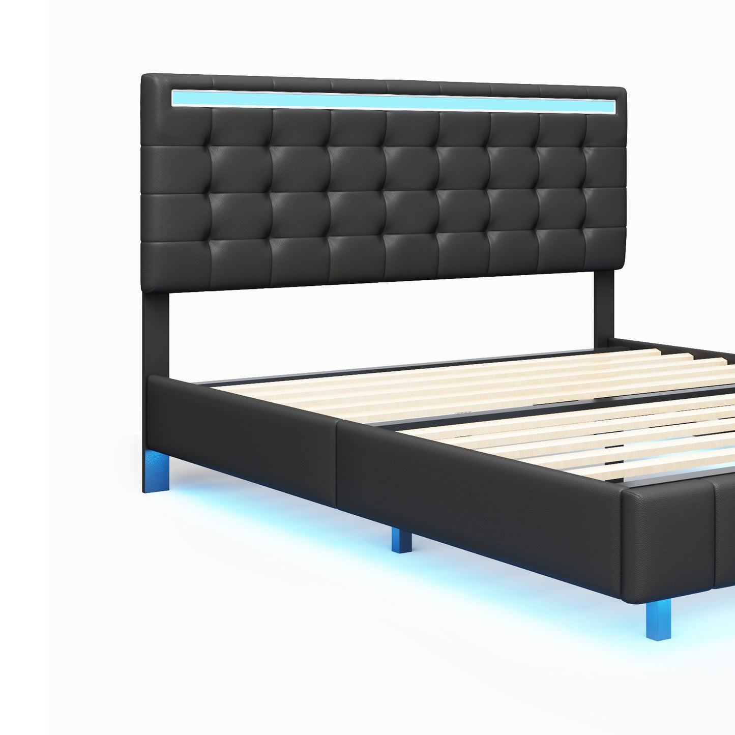 floating bed frame with led lights and usb charging #5
