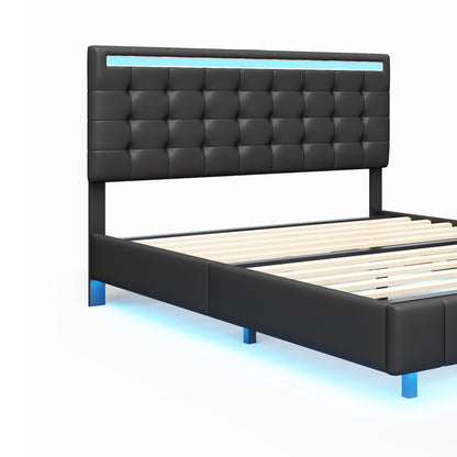 Floating Bed Frame with LED Lights and USB Charging #5