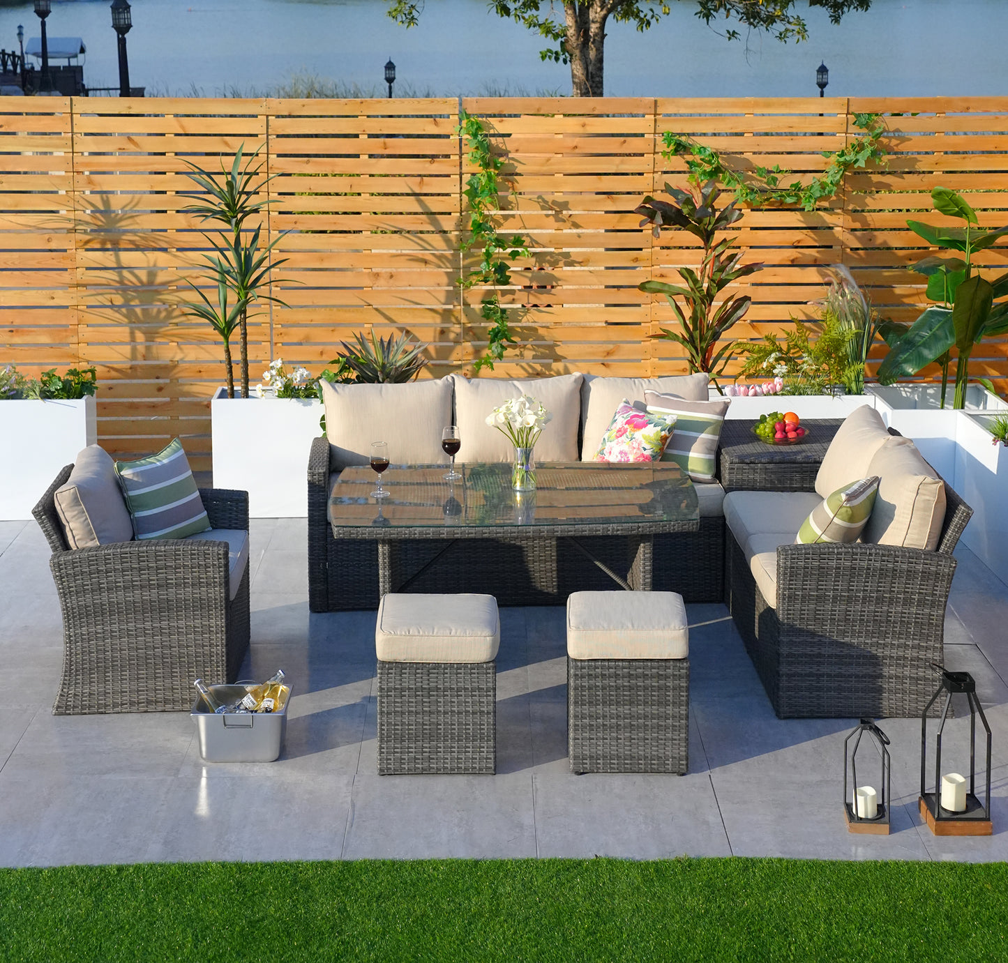 direct wicker 7-piece pe rattan wicker patio sectional sofa set with cushions