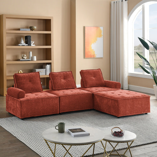 chenille l-shape modular sectional sofa