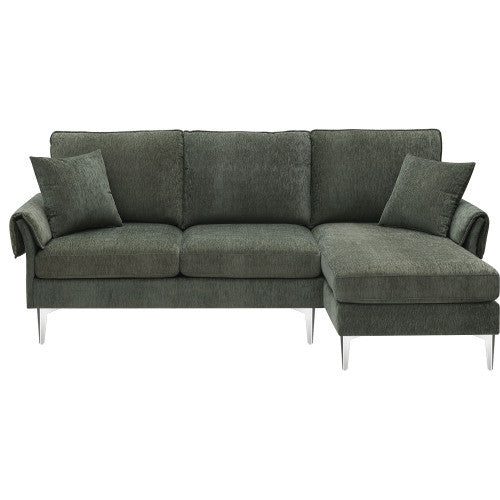 chenille l-shaped sofa with 2 pillows