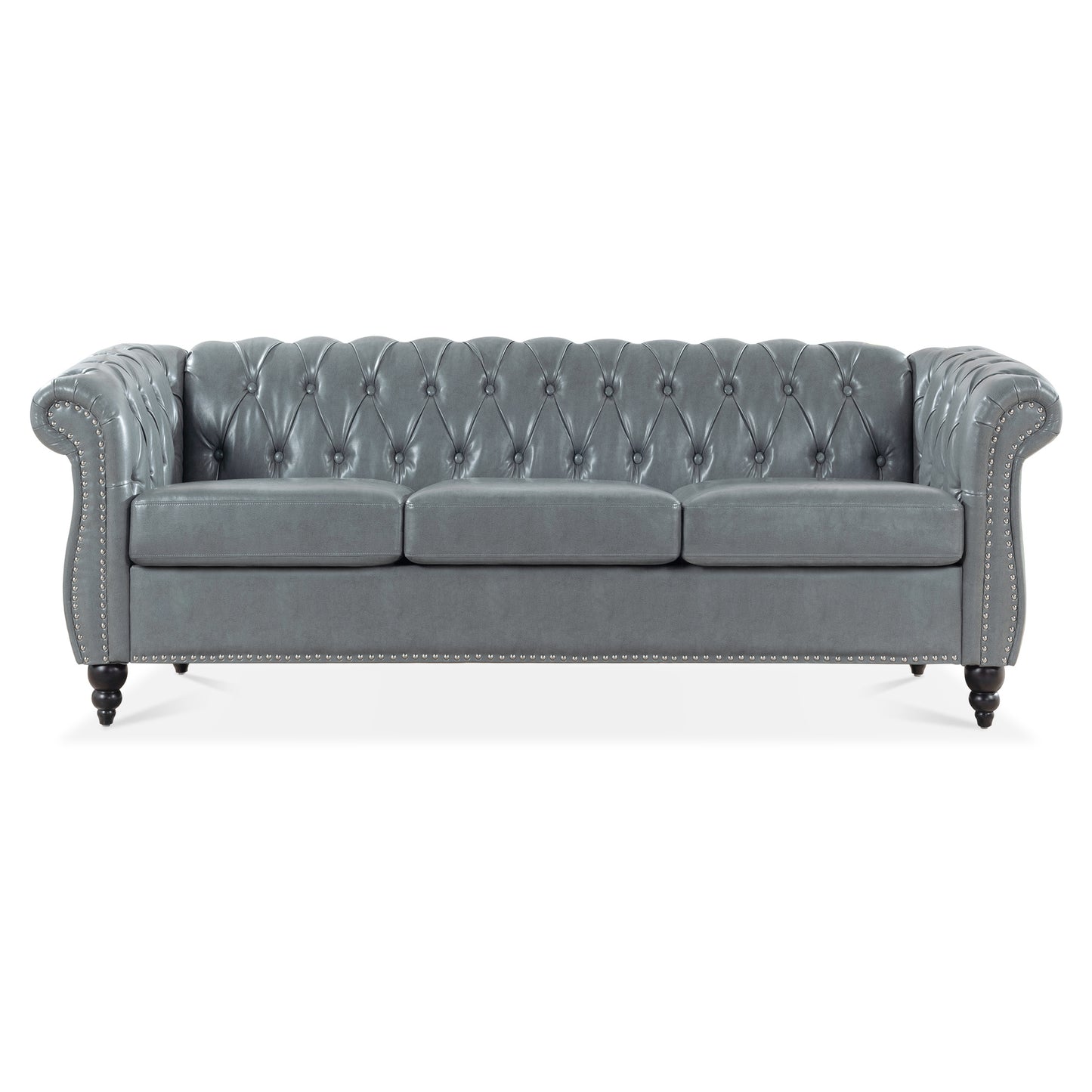84.65" rolled arm chesterfield 3 seater sofa.