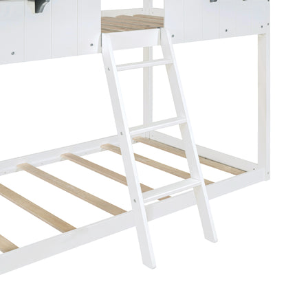 Twin Over Twin Bunk Bed with Roof