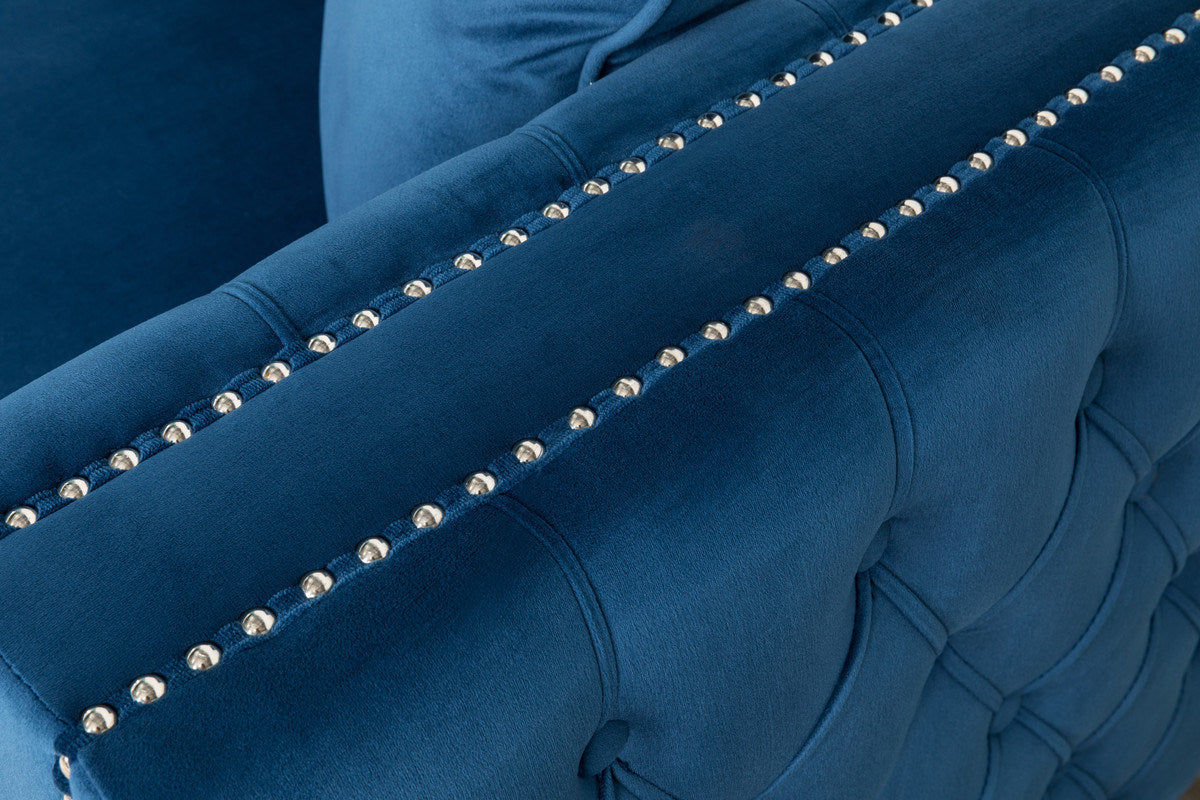 ryan reversible sectional sofa chaise, deep blue velvet
