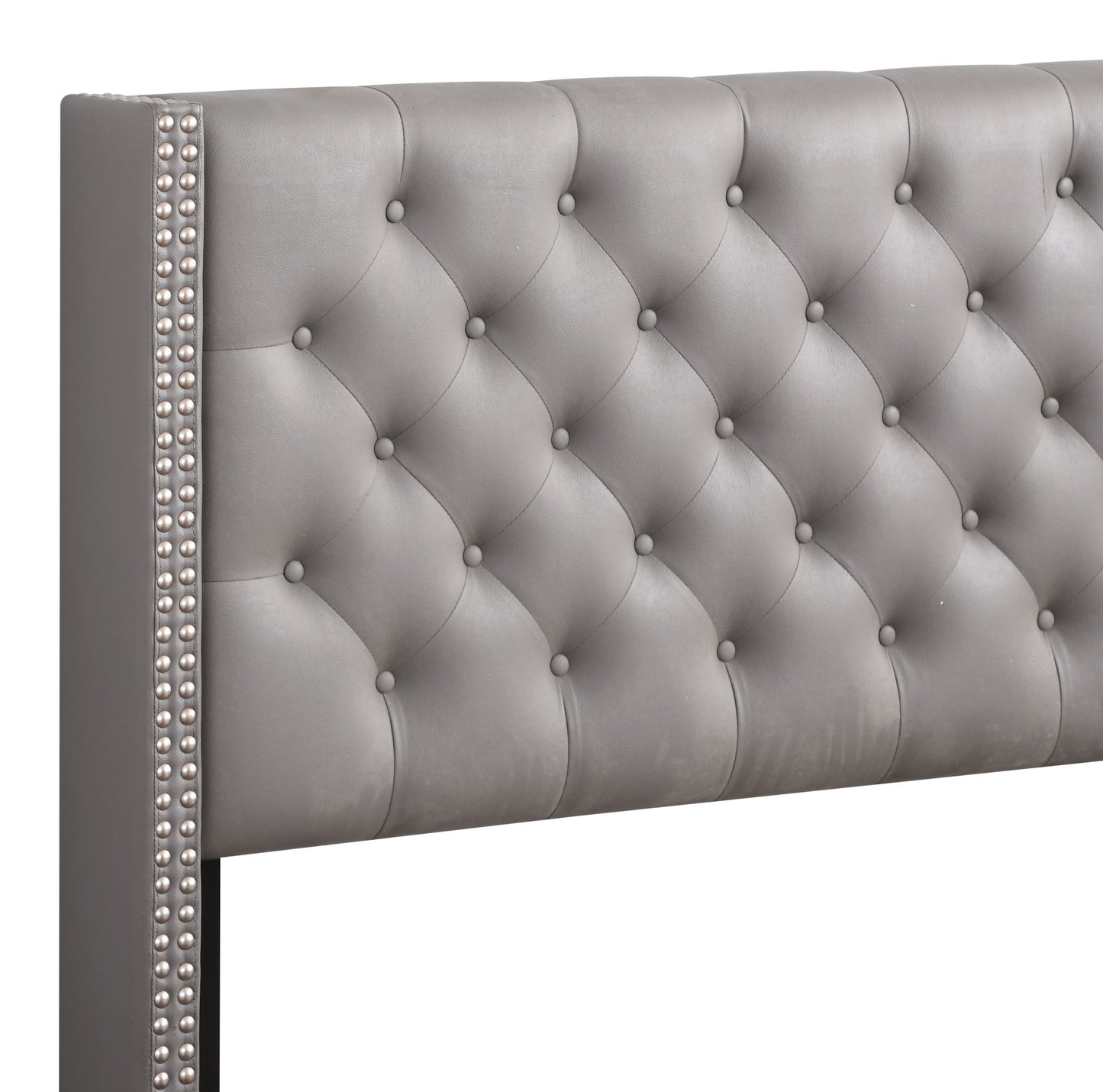 julie upholstered bed, light grey