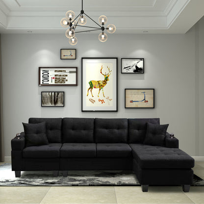 Right Sectional Sofa with footrest, Black