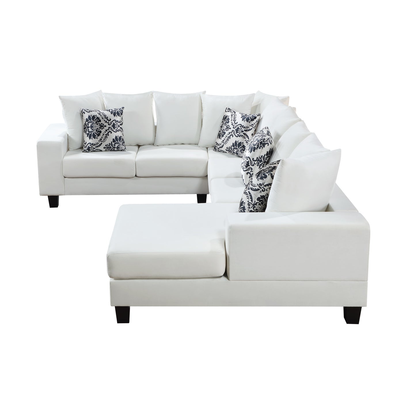 elegant velvet corner couch with lots of pillows