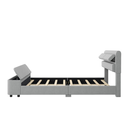 Holly Upholstery Platform Bed with Storage Headboard and Footboard