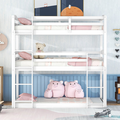 Twin over Twin over Twin Triple Bunk Bed,White