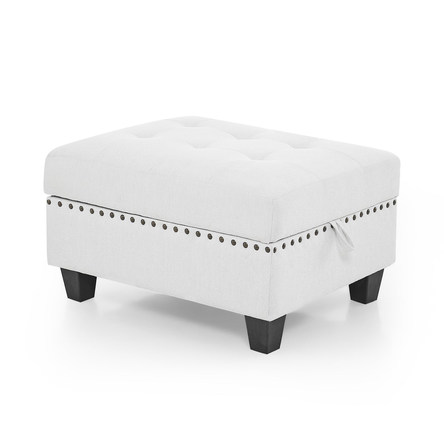 l shape modular sectional sofa includes 2 ottomans, ivory chenille