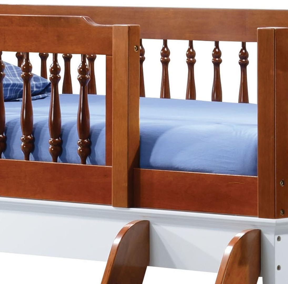 acme farah bunk bed in oak & white