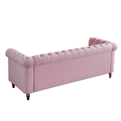 Chesterfield Velvet Sofa, Pink