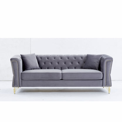 3-seater + 3-seater Combination Sofa Tufted with 4 Pillows