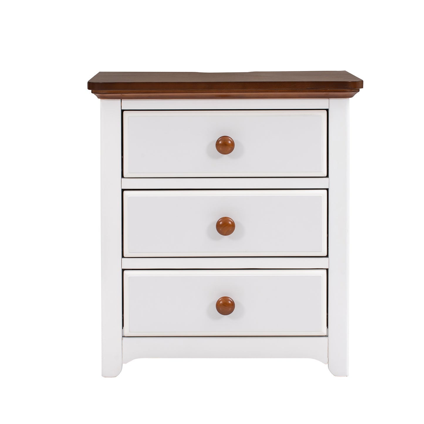 3-pieces bedroom sets  with two nightstands(usb charging ports),white+walnut