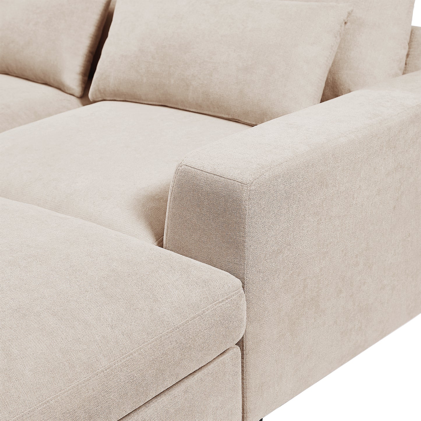 ustyle modern large l-shape feather filled sectional set, cream