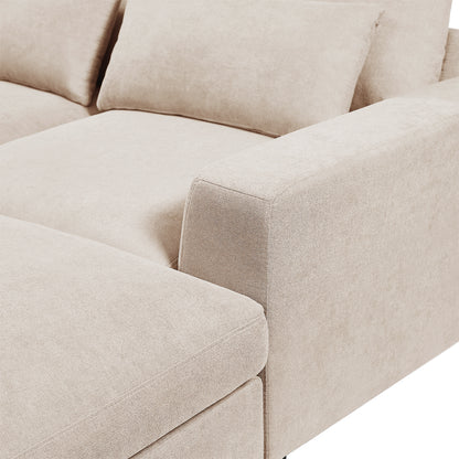 UStyle Modern Large L-Shape Feather Filled Sectional Set, Cream