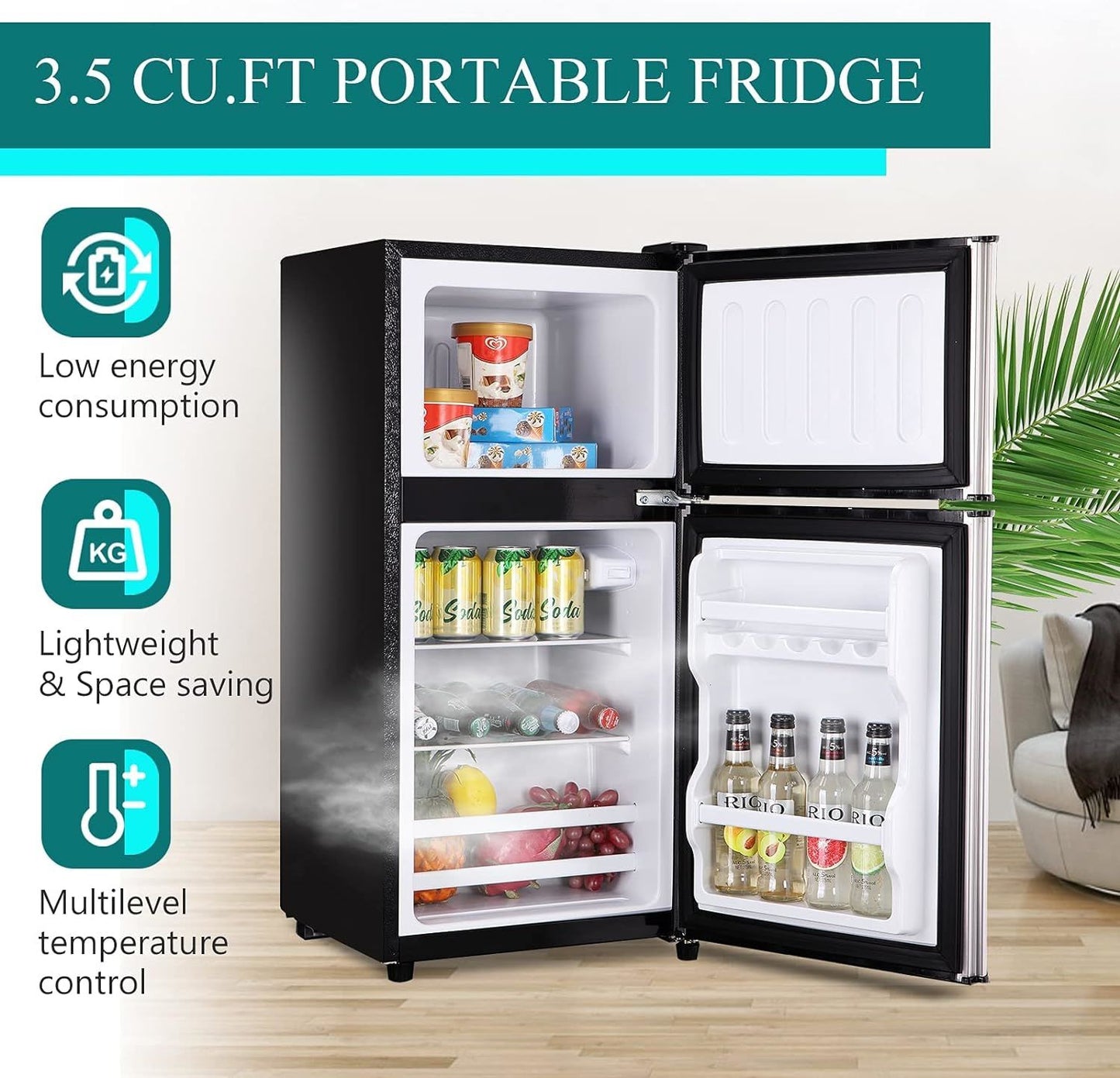 3.5cu.ft compact refrigerator mini fridge with freezer