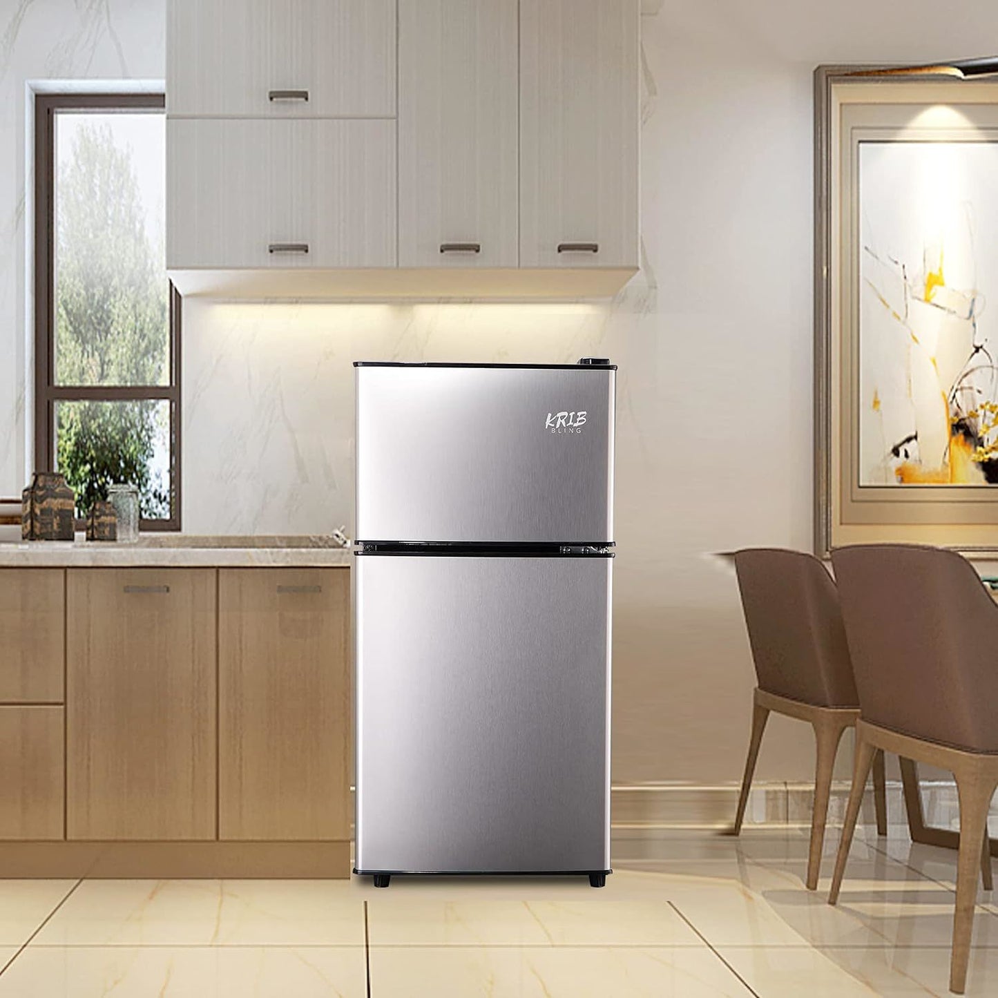 krib bling 3.5cu.ft compact refrigerator mini fridge with freezer