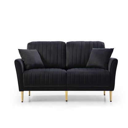 3 Pieces Sectional Sofa Set, Black Velvet