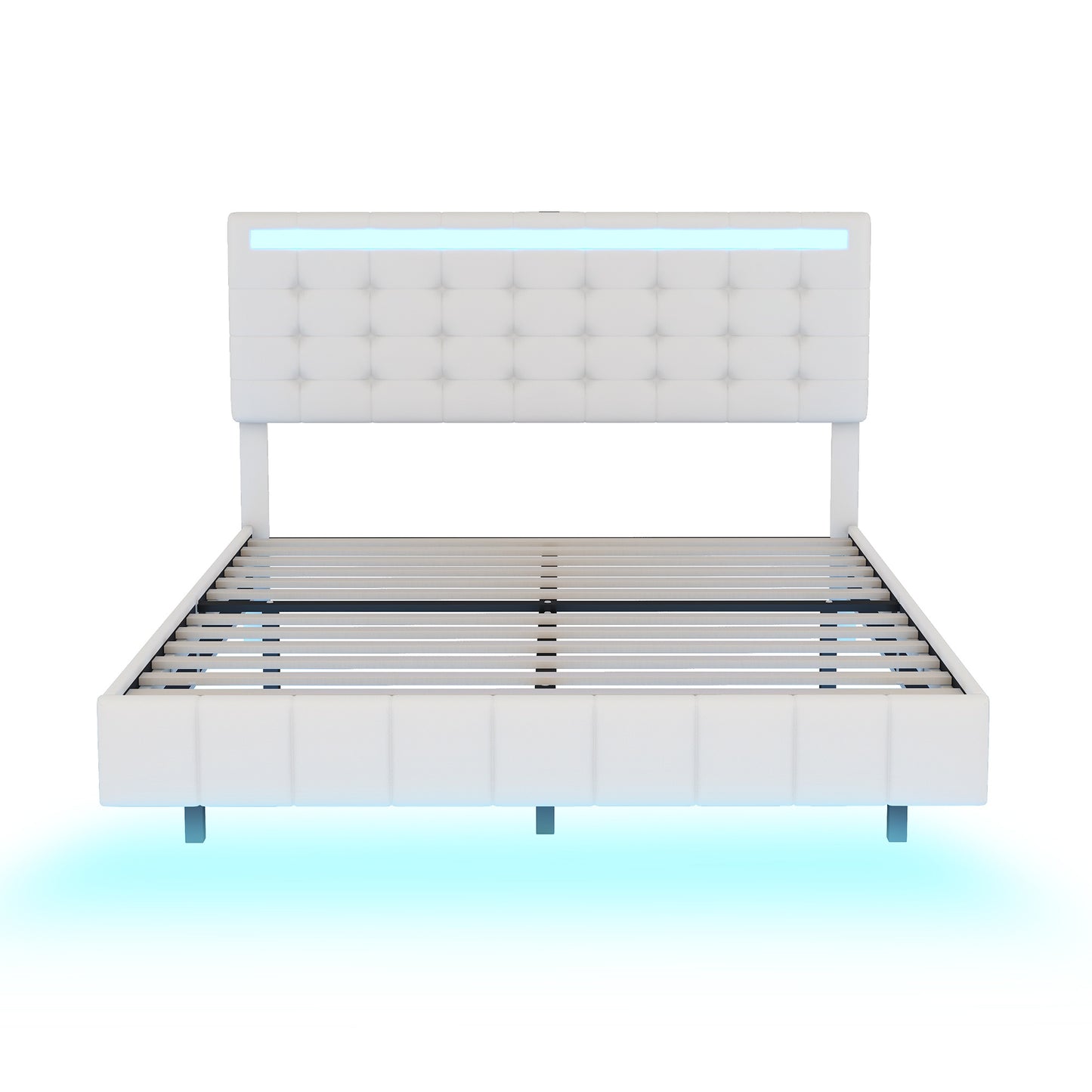 floating bed frame with led lights and usb charging #5