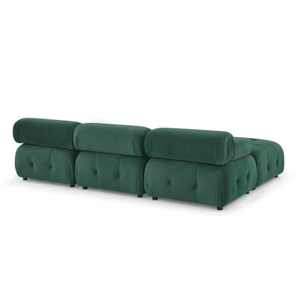 Button Tufted Modular Sectional Sofa, Navy Velvet