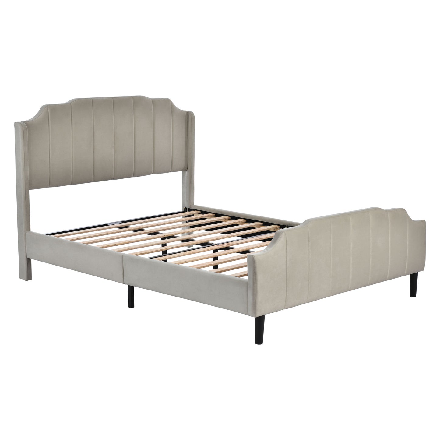 geyser velvet upholstered platform bed gray