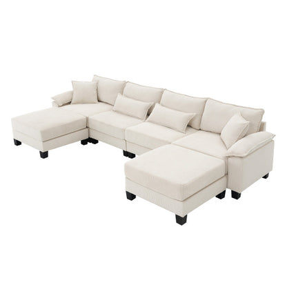 Emily U Shaped Couch with Armrest Bags