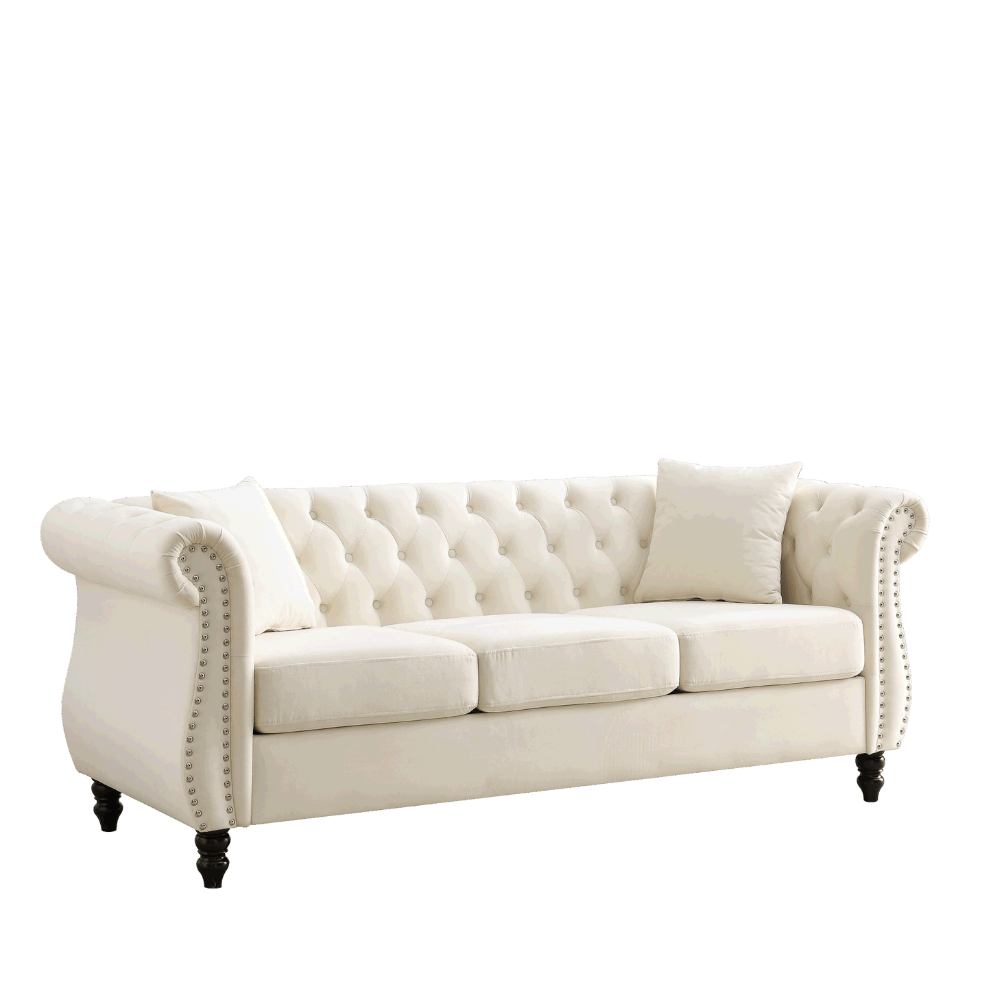 3-seater + 3-seater combination sofa, beige velvet