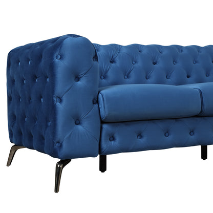 Sara Velvet Upholstered Sofa Blue