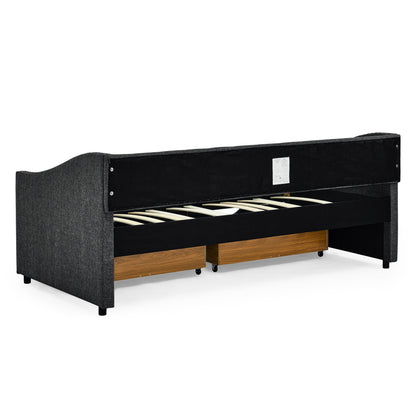 Upholstered Tufted Sofa Bed with drawers in grey