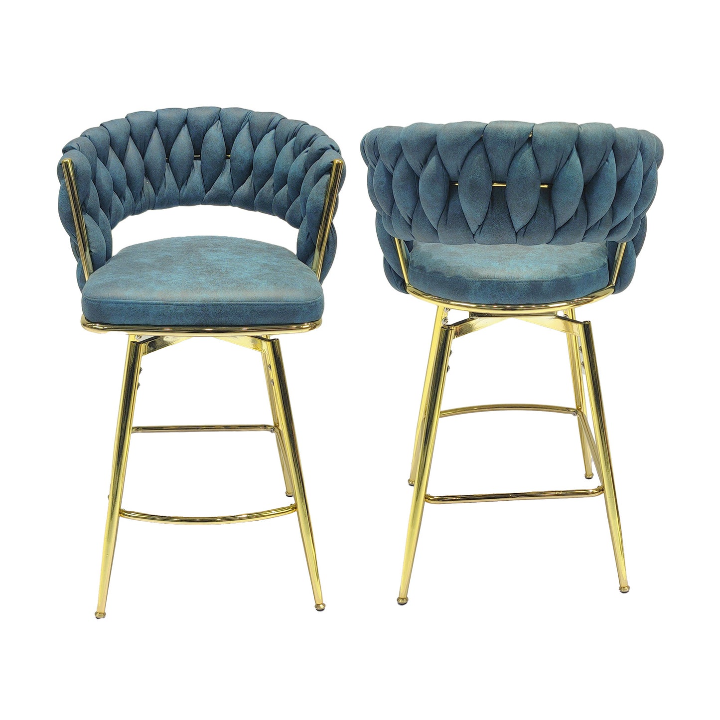 bar chair suede woven bar stool set of 4, blue