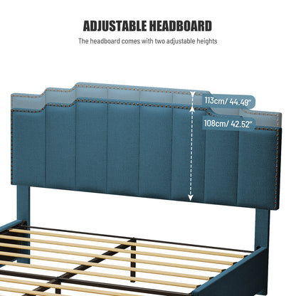 Roe Upholstered Platform Bed with 2 Drawers Stitched