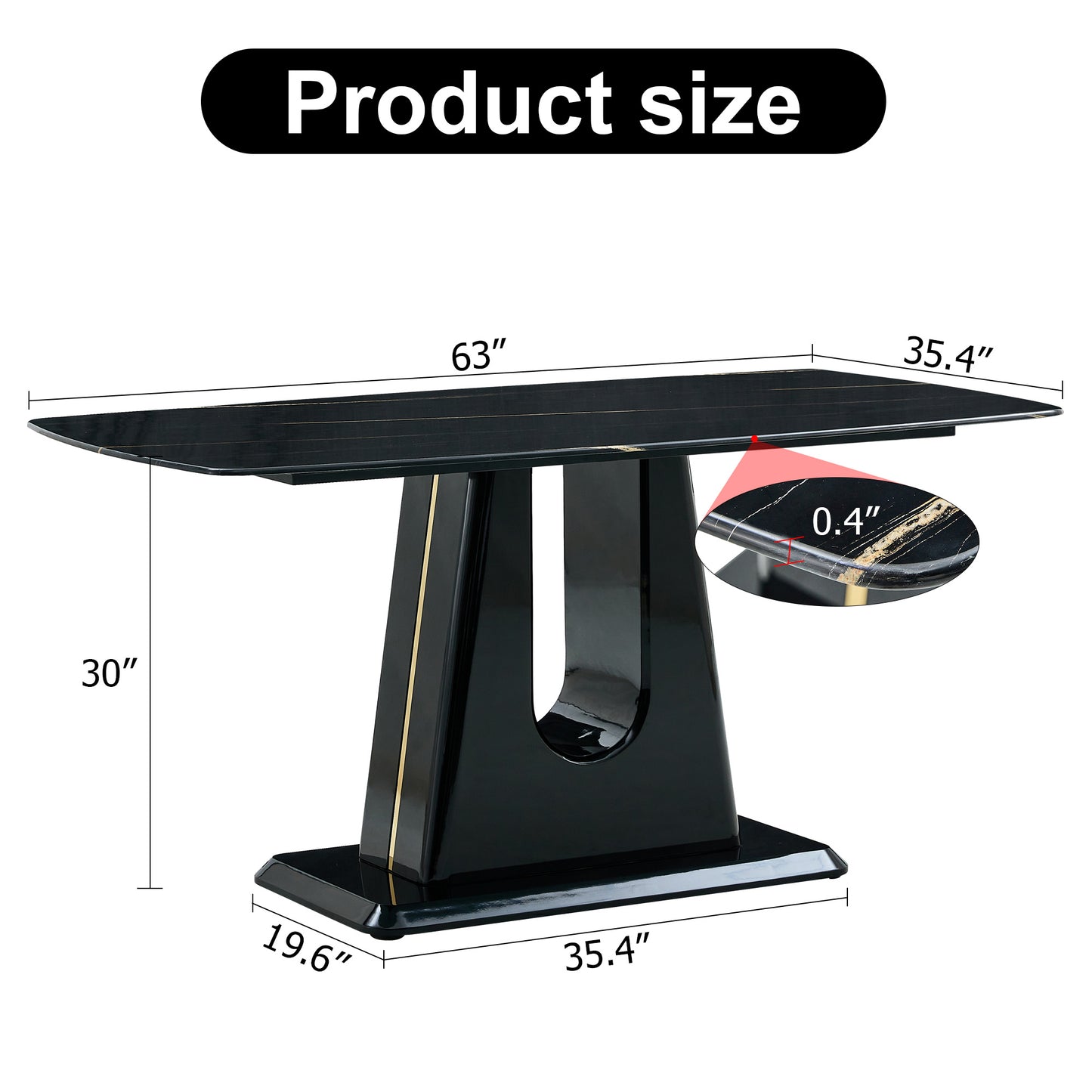 mdf marble table- black