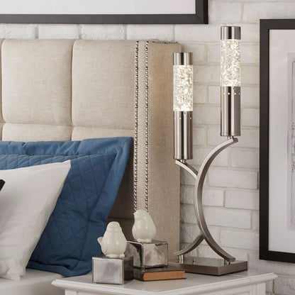 Luxurious 2 Water Dancing Lamp with Satin Nickel Finish Sparkle