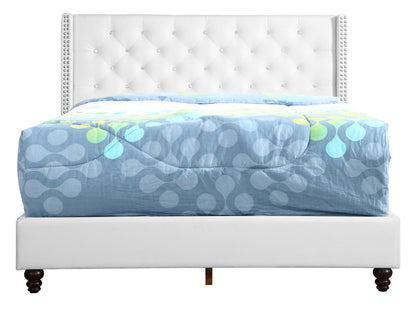 Julie Upholstered Bed , WHITE