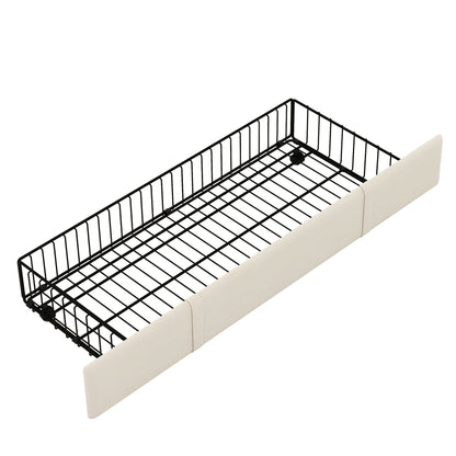 Queen Size Bed Frame with Storage Headboard and Charging Station, Beige